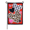Patterned Hearts Burlap Garden Flag (12-1/2 in. x 18 in.), EE14B10121G