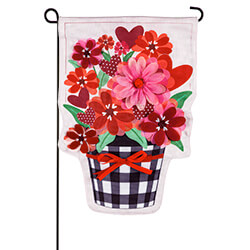 Buffalo Check Flower Pot Burlap Garden Flag (12-1/2 in. x 18 in.), EE14B10145G