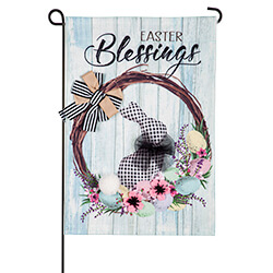 Buffalo Check Bunny Wreath Burlap Garden Flag (12-1/2 in. x 18 in.), EE14B10154G