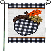 Buffalo Check Acorn Burlap Garden Flag (12-1/2 in. x 18 in.), EE14B10462G