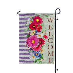 Divided Floral Garden Burlap Flag, EE14B10886G