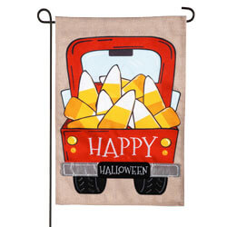Candy Corn Truck Burlap Garden Flag EE14B9929G