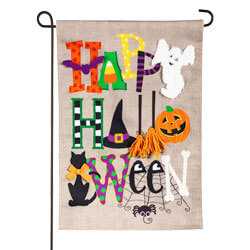 Happy Halloween Burlap Garden Flag EE14B9930G