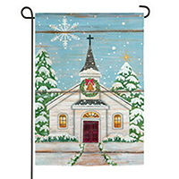 Snowy Church Textured Suede Garden Flag (12-1/2 in. x 18 in.), EE14ES10075G