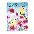 Bright Flowers and Finches Textured Suede Garden Flag (12-1/2 in. x 18 in.), EE14ES10336G