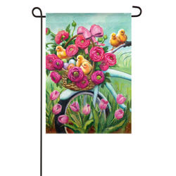 Floral Bicycle Chicks Textured Suede Garden Flag EE14ES9559G