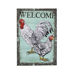 Welcome Rooster Linen Garden Flag (12-1/2 in. x 18 in.), EE14L10352G