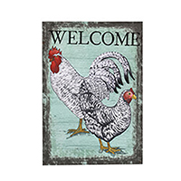 Welcome Rooster Linen Garden Flag (12-1/2 in. x 18 in.), EE14L10352G