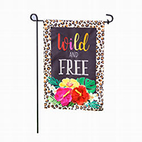 Wild and Free Garden Linen Flag (12-1/2 in. x 18 in.), EE14L10417G