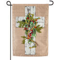 Woodgrain Cross Linen Garden Flag (12-1/2 in. x 18 in.), EE14L9359G