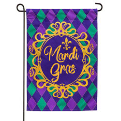 Celebrate Mardi Gras Linen Garden Flag EE14L9520BLG