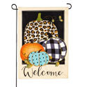 Mixed Print Pumpkins Linen Garden Flag EE14L9902G