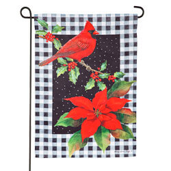 Cardinal and Holly Suede Garden Flag (12-1/2 in. x 18 in.), EE14S10026G