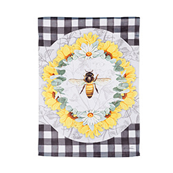 Honey Bee and Flowers Suede Garden Flag (12-1/2 in. x 18 in.)