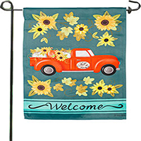 Fall Sunflower Truck Suede Garden Flag (12-1/2 in. x 18 in.), EE14S10484G