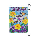 Chickadees with Teacups Garden Suede Flag, EE14S10657G