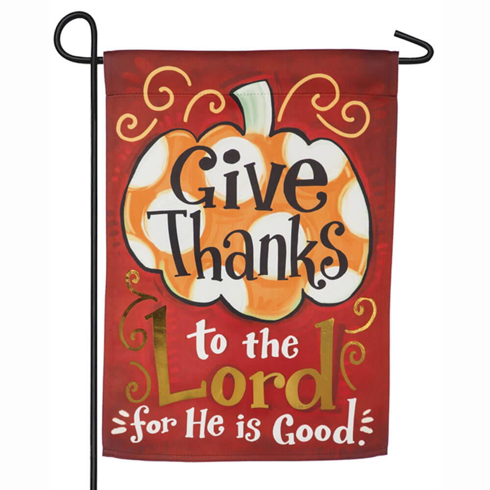 Give Thanks to the Lord Suede Garden Flag| FlagandBanner.com