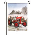 Winter Red Tractor Suede Garden Flag (12-1/2 in. x 18 in.), EE14S9332G