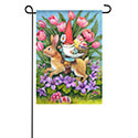 Easter Bunny Gnome Ride Suede Garden Flag (12-1/2 in. x 18 in.); EE14S9569G