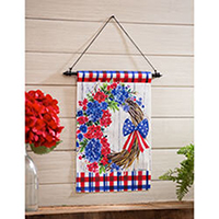 Patriotic Wreath Waffle Garden Flag (12-1/2 in. x 18 in.), EE14W10392G
