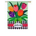 Welcome Spring Tulips Applique House Flag (28 in. x 44 in.), EE159107H