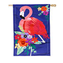 Floral Flamingo Applique House Flag EE159116H