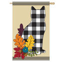 Fall Cat Silhouette Applique House Flag EE159173SAH