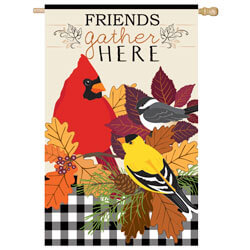Fall Songbirds Gather Applique House Flag (28 in. x 44 in.), EE159175H
