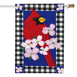 Buffalo Check Cardinal Applique House Flag (28 in. x 44 in.), EE159227SAH