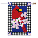 Buffalo Check Cardinal Applique House Flag (28 in. x 44 in.), EE159227SAH