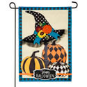 Witch Hat and Pumpkins Applique Garden Flag EE169088BLG