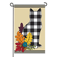 Fall Cat Silhouette Applique Garden Flag EE169172SAG