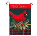 Plaid Cardinal Applique Garden Flag (12-1/2 in. x 18 in.); EE169181SAG
