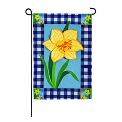 Buffalo Check Daffodils Applique Garden Flag (12-1/2 in. x 18 in.), EE169224SAG