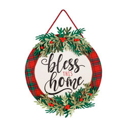Bless This Home Plaid Door Hanger, EE2DHBE1804