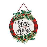 Bless This Home Plaid Door Hanger, EE2DHBE1804