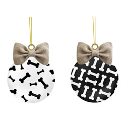 Black and White Dog Bone Ornament Set, EE3OTG166