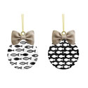 Black and White Cats Fish Ornament Set, EE3OTG167