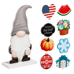 Wood Gnome With 8 Interchangeable Icons EE3WD018