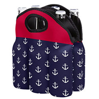 Stellar Stripes Anchor Print Neoprene 6 pk Bottle Tote, EE4NR64760
