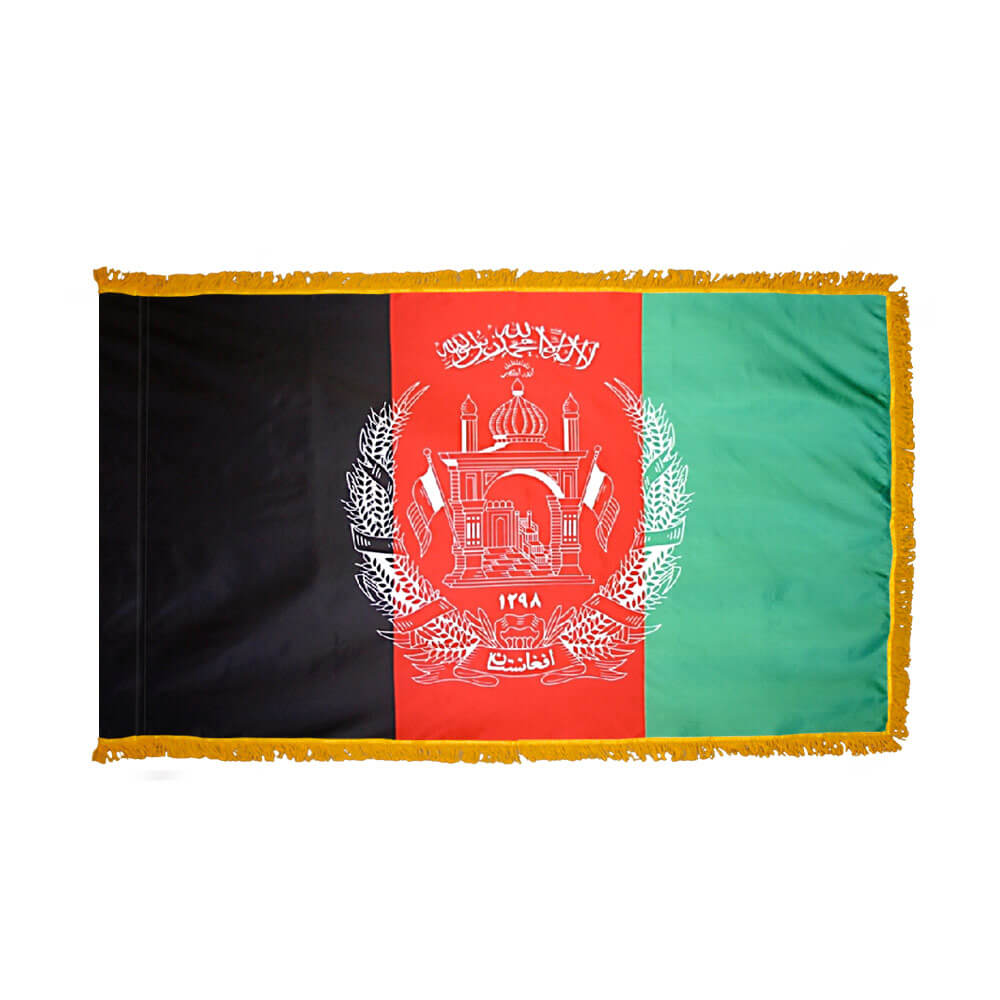 Afghanistan Fringed Flag with Pole Hem, FBPP0000009400