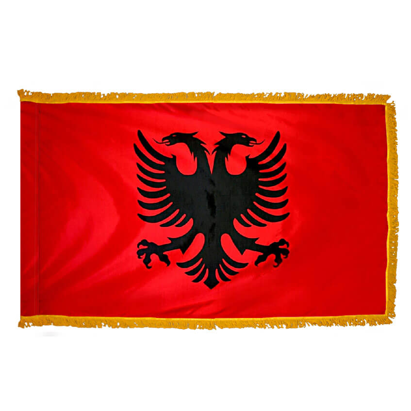 Albania Fringed Flag with Pole Hem, FBPP0000009455