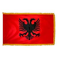 Albania Fringed Flag with Pole Hem