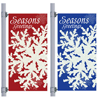 Blue Icy Winter Street Pole Banner