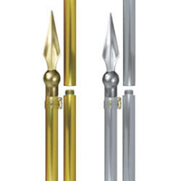 Gold or Silver Presentation Pole with Spear Ornament, Style B