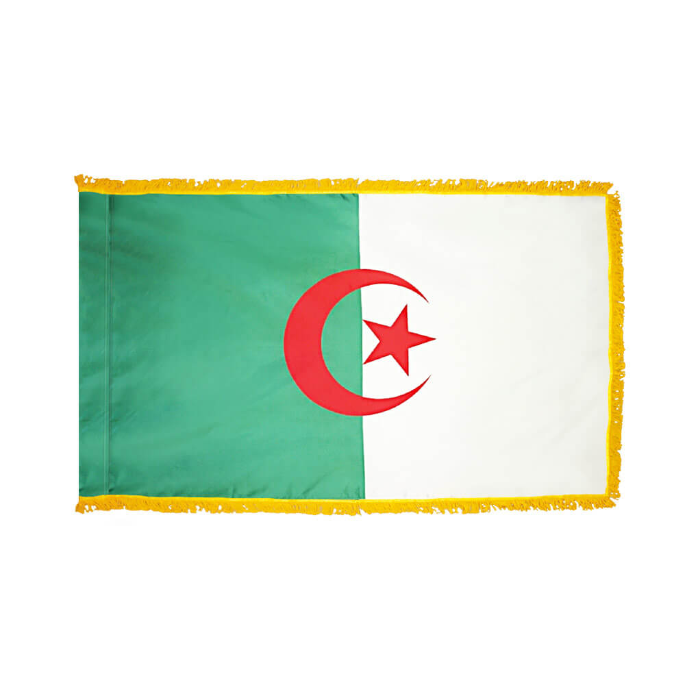 Algeria Fringed Flag with Pole Hem, FBPP0000009458