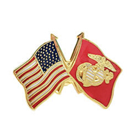 Marine and US Flags Lapel Pin, GPINUSMARI