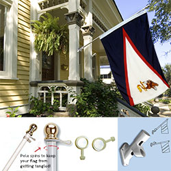American Samoa Tangle Free Flagpole Set - white flagpole, KTF35ASW