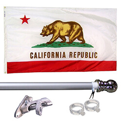 California Tangle Free Flagpole Set - silver flagpole, KTF35CAS