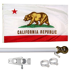 California Tangle Free Flagpole Set - white flagpole, KTF35CAW